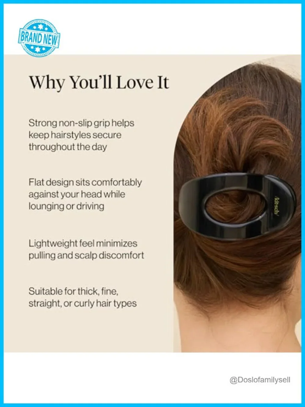 Medium Flat Claw Clips for Women - Strong Hold, Non-Slip, Lightweight Hair